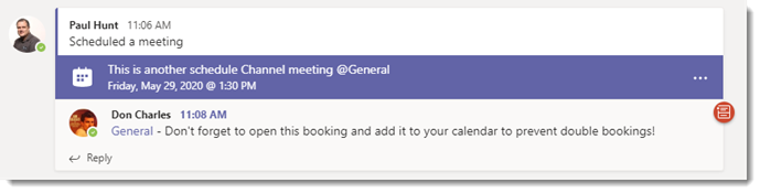 Using @mention with Channel meetings